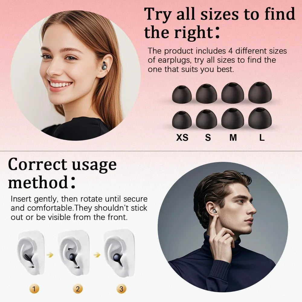 Ear Plugs for Sleeping 45Db Noise Cancelling Earplugs for Noise Reduction & Snoring, Concerts, Earplugs for Sleep with 8 Eartips
