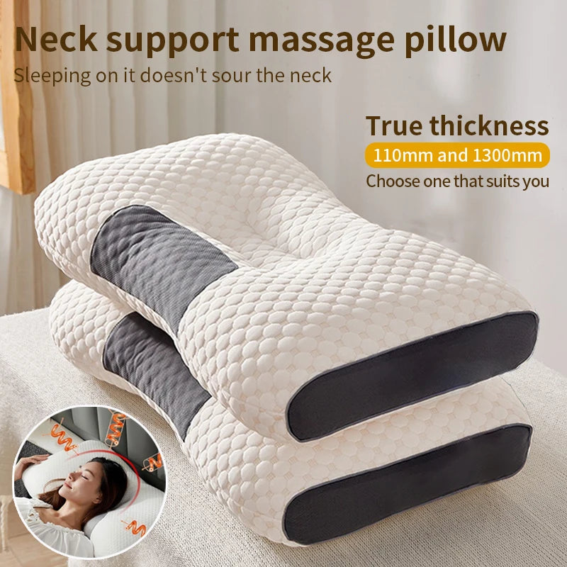 2024 New Neck Pillow Help Sleep and Protect the Neck Cervical Orthopedic Household Soybean Fiber Massage SPA Pillow for Sleeping