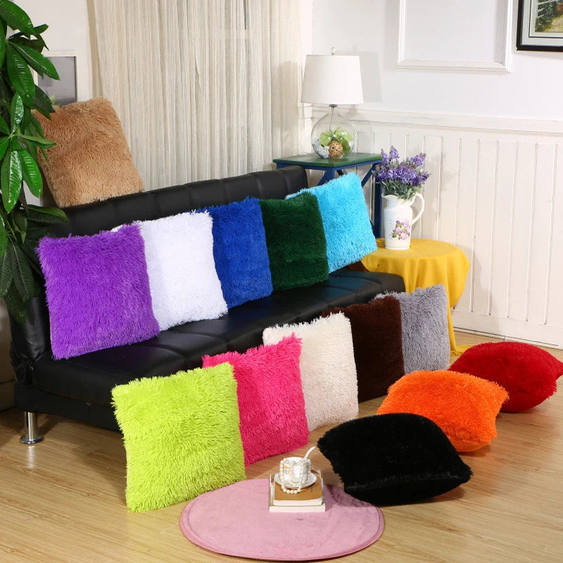 Soft Fur Plush Cushion Cover Pillowcase for Home Decor Pillow Cover Bed Sofa Pillowcases Car Seat Decroative Pillow Covers