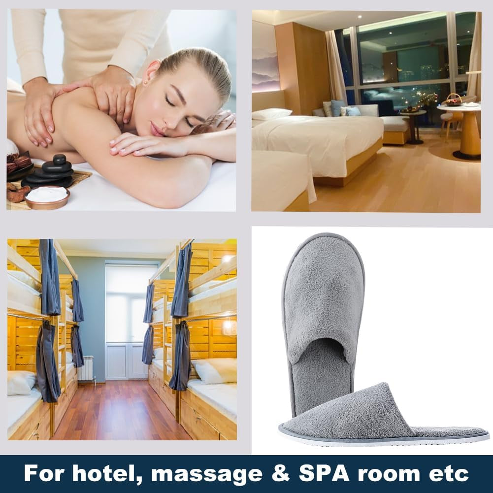 EQLEF Hotelslipper Rutschfeste Hausschuhe - Waschbare Spa-Hausschuhe Tragbar Für Hotel Home Gast - Männer Und Frauen (Erwachsener, Grau)